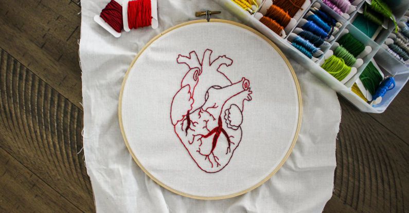 Fabric Crafts - Heart Design Of Handmade Embroidery
